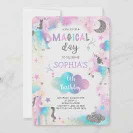 Convite Aniversário do Unicórnio Mágico da Silver Glitter