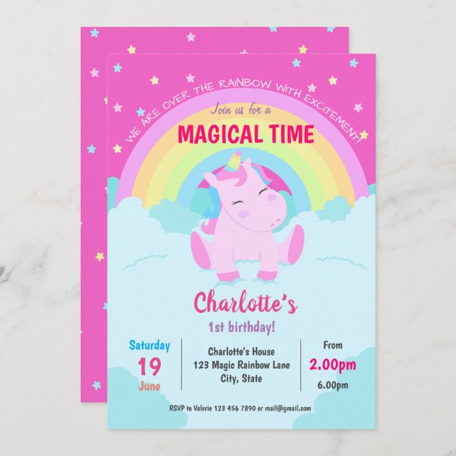 Convite Aniversário do Unicórnio Magro e Correto (Frente/Verso)