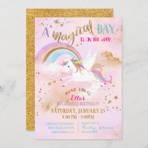 Convite Aniversário do Unicórnio Pégaso Mágico