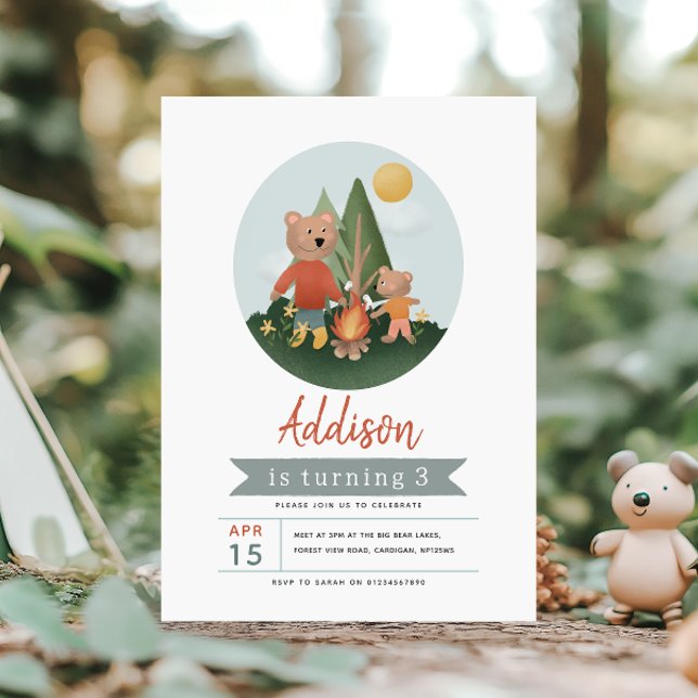 Convite Aniversário do Ursinho Teddy no Bosque Florestal (Criador carregado)