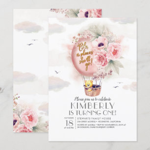 Convite Aniversário do Urso de Teddy e do Balão de Ar Qu