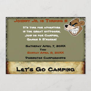 Convite Aniversário do Urso Grizzly Campout