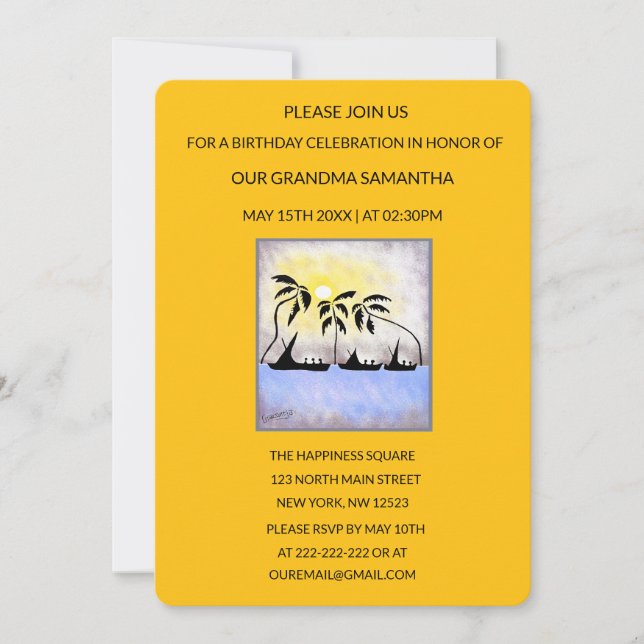 Convite Aniversário do verão tropical giro e bonito (Frente)