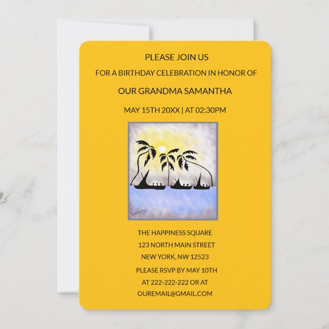 Convite Aniversário do verão tropical giro e bonito (Frente)