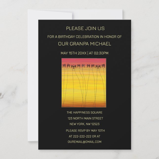 Convite Aniversário do verão tropical giro e bonito (Frente)