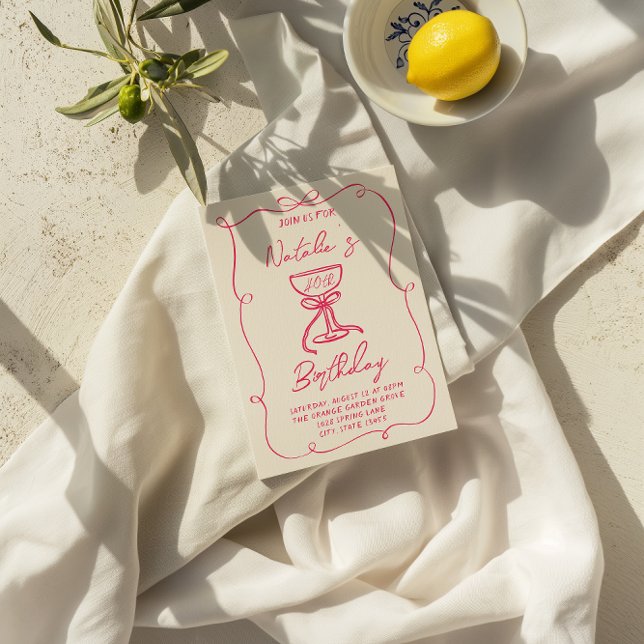 Convite Aniversário do Vidro de Champanhe de Arco Rosa, de (Criador carregado)