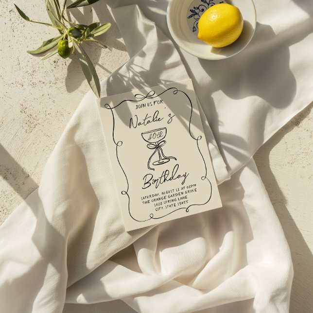 Convite Aniversário do Vidro de Champanhe desenhado com Ar (Criador carregado)