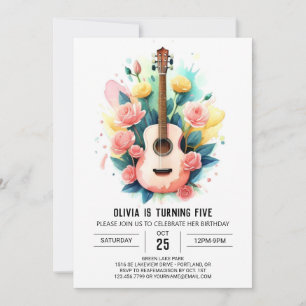 Convite Aniversário do Violão de Músico Acústico