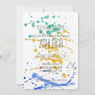 Convite Aniversário do Watercolor Paint Splatters