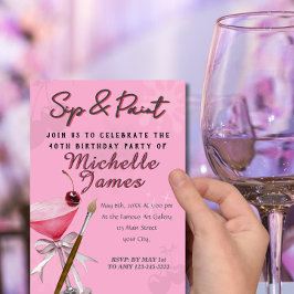 Convite Aniversário do Watercolor Sip & Paint Art