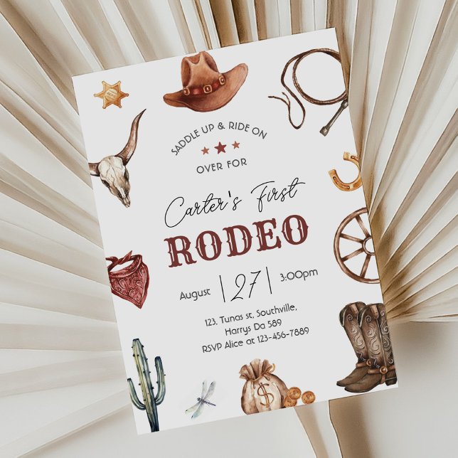 Convite Aniversário do West First Rodeo Wild West Cowboy (Criador carregado)