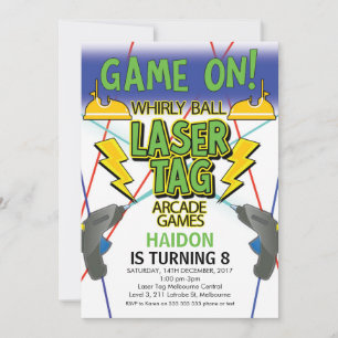 Convite Aniversário do Whirday Laser Tag Arcade