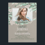 Convite Aniversário Doce 16 | Foto de aniversário verde<br><div class="desc">Foto doce dezesseis - convite de aniversário 16</div>