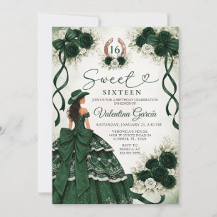 Convite Aniversário Doce 16 Princesa Verde Esmeralda Ocide