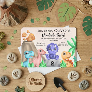 Convite Aniversário dos adoráveis dinossauros bebês 