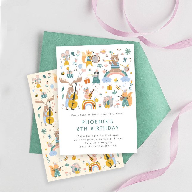 Convite Aniversário dos Animais da Floresta, Festa dos Ani (Criador carregado)