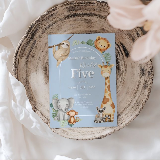 Convite Aniversário dos Animais da Selva Tropical de Paste (Criador carregado)