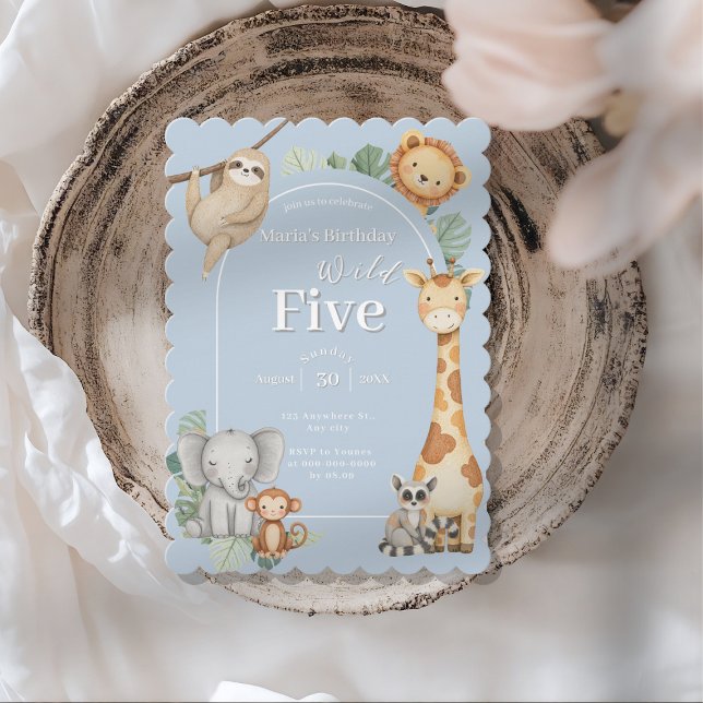 Convite Aniversário dos Animais da Selva Tropical de Paste (Criador carregado)