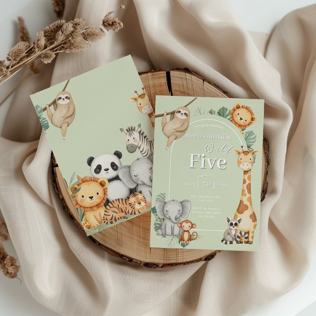 Convite Aniversário dos Animais da Selva Tropical de Paste (Criador carregado)