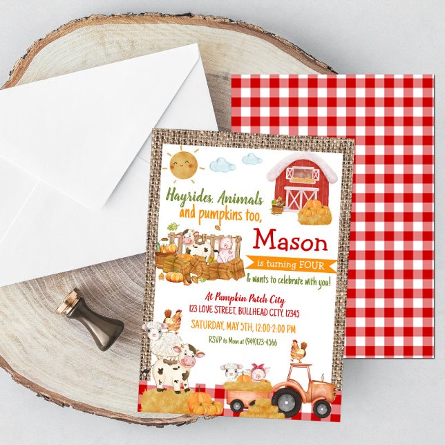 Convite Aniversário dos Animais das Explorações de Abóbora (Criador carregado)