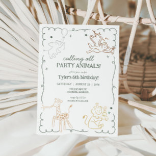 Convite Aniversário dos Animais Safari do Zoo Selgle