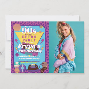 Convite Aniversário dos anos 90 Partido das Mulheres 90 Fo