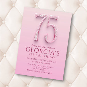 Convite Aniversário dos Diamantes Rosa de 75