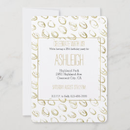 Convite aniversário dos Dourados Círculos de Abstrato