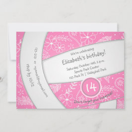 Convite aniversário dos esportes de vôlei floral de vôlei 