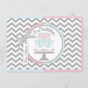 Convite Aniversário dos gêmeos do laço e do tutu primeiro