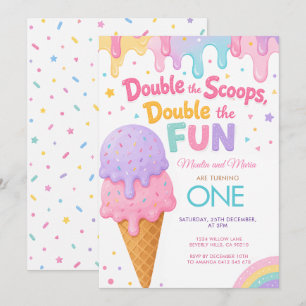 Convite Aniversário dos Gêmeos Duplique as Colheradas Dupl