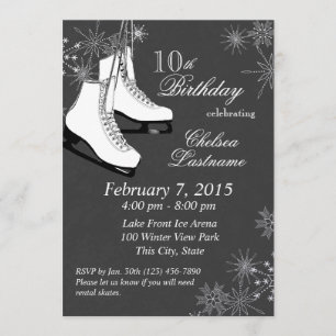 Convite Aniversário dos Skates de gelo e dos flocos de ne
