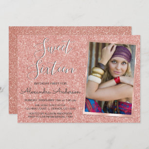 Convite Aniversário Dourado cor-de-rosa do doce dezesseis