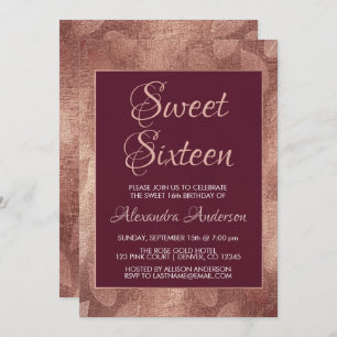 Convite Aniversário Dourado cor-de-rosa do doce dezesseis