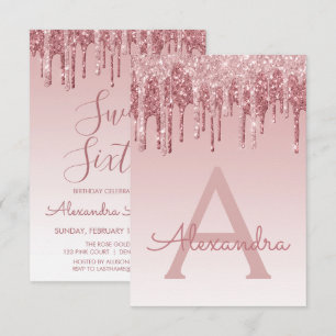Convite Aniversário Dourado cor-de-rosa do doce dezesseis