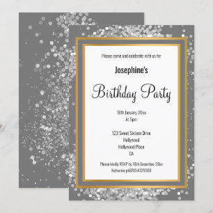 CONVITE ANIVERSÁRIO DOURADO DA CINZA HOLÓGICA DE PRATA