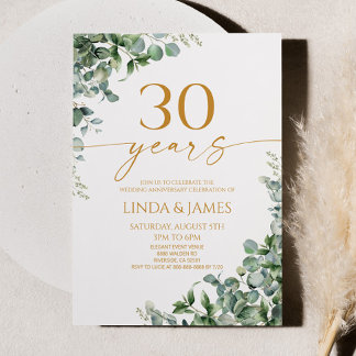 Convite Aniversário Dourado de Casamento do 30 Eucalyptus