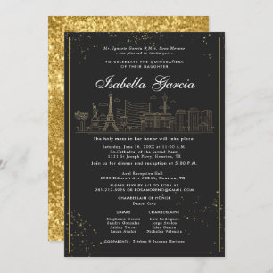 Convite Aniversário Dourado de Las Vegas Quinceañera do