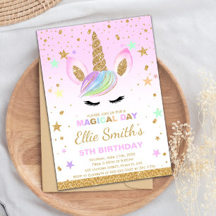 Convite Aniversário Dourado e personalizável da Glitter Un