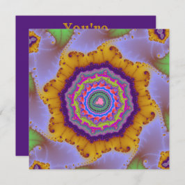 Convite Aniversário Dourado e Roxo Colorida