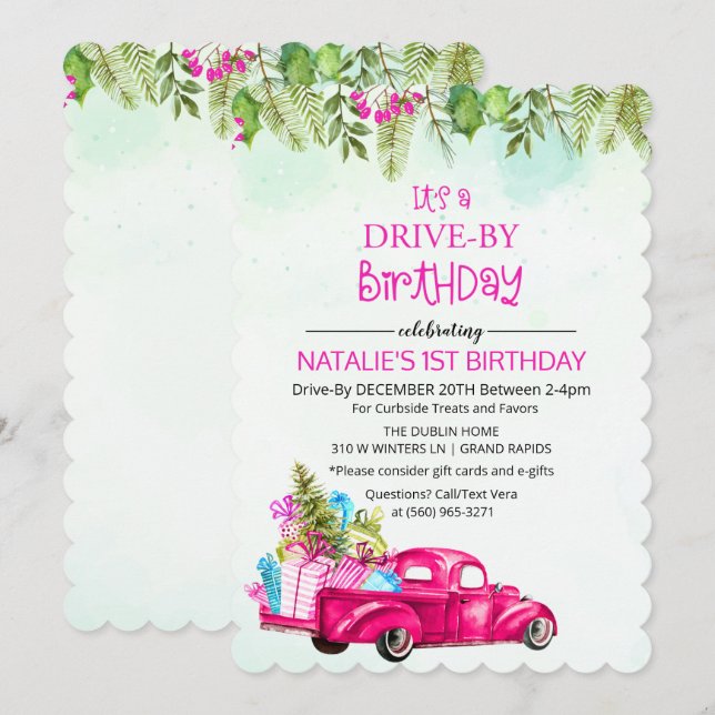 Convite Aniversário Drive By Drive Through Drive Thru (Frente/Verso)