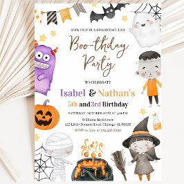 Convite Aniversário Duplo de Halloween dos Monstros