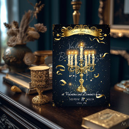 Convite Aniversário Elegante à Luz de Velas | Tema Dourado