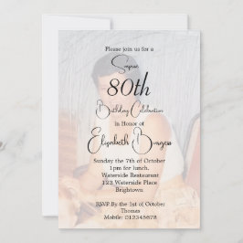 Convite Aniversário Elegante de Foto de Aniversário de 80