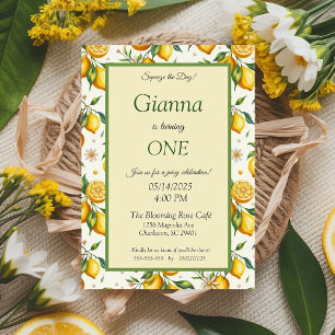Convite Aniversário elegante do limão amarelo-suculento