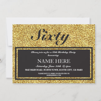 Convite Aniversário Elegante Dourado De Idade Qualquer Con