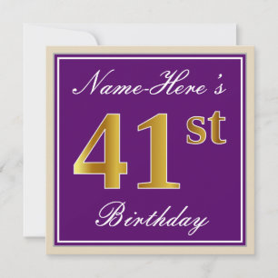 Convite Aniversário Elegante, Roxo, Faux Dourado 41rua + N