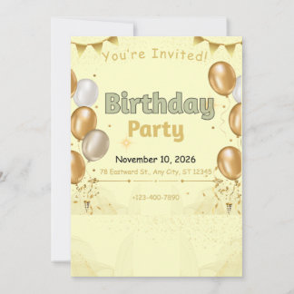 Convite Aniversário elementos Dourados