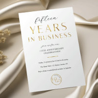 Aniversário Empresarial Elegante Branco e Dourado