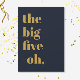 Convite Aniversário Engraçado Big Five-Oh Azul Marinho Dou